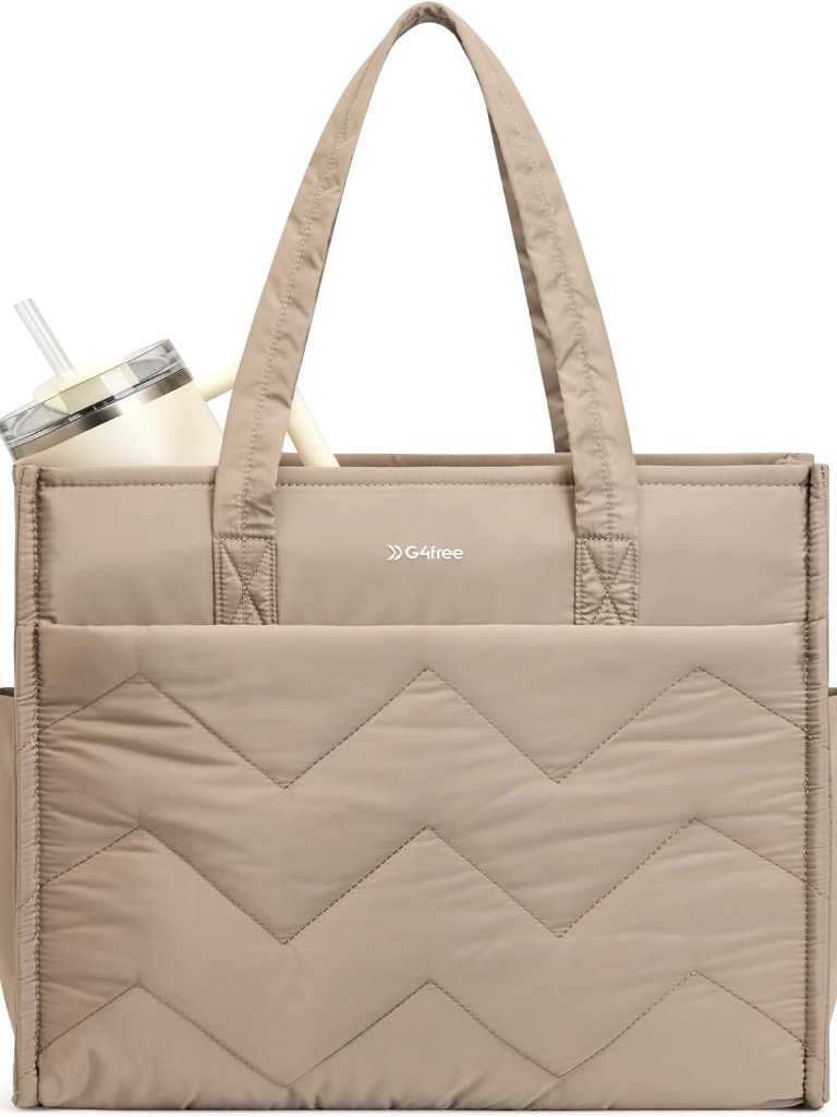 Tote Bag For Work, Lightweight Structured Large Tote Handbag With Multi-Compartm